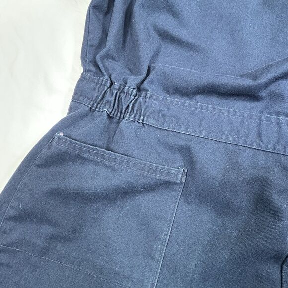 Vintage Roebucks Coverall Mens 50R Collared Snap Button Zip Pocket USA Blue - Picture 12 of 16